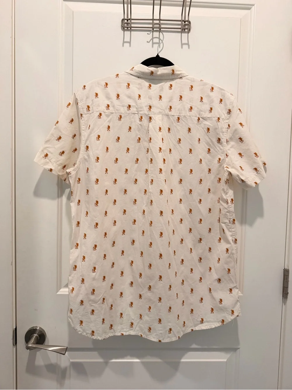 The North Face Hiker Print Button Front Cotton Short Sleeve Shirt Men's Large